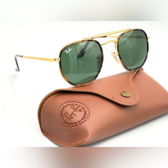 Ray-Ban Gold Marshal II Arista Frame Sunglasses Green G-15 Lenses RB3648M 52-145 - Picture 14 of 15